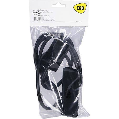 Verlängerung mit Flachstecker schwarz 1,5m 900024