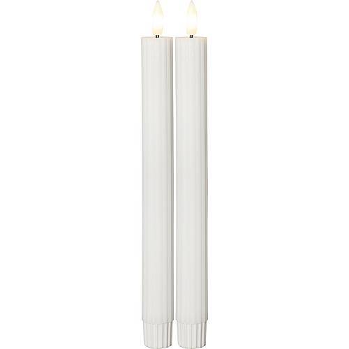 LED-Wachskerze 'Flamme Stripe' 2er-Set weiß 061-63