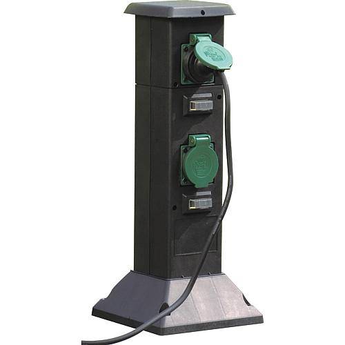EGB Steckdosensäule 4-fach schwarz/grün IP44 SMP-214G