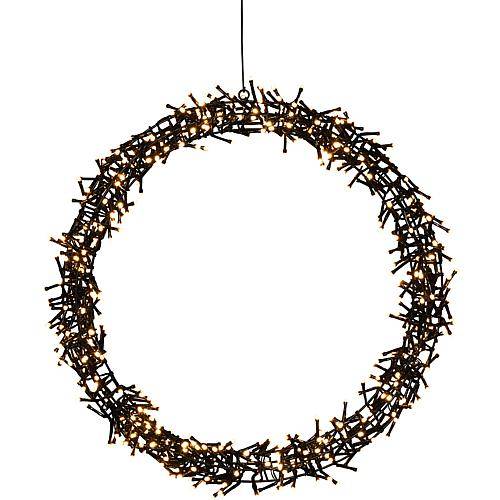 LED Metallkranz gefrostet 600 bernstein. LED außen