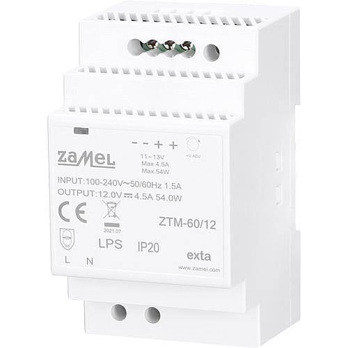 Hutschienen-Vorschalt-/Netzgerät 12V-DC-54W/4,5A ZTM-60-12