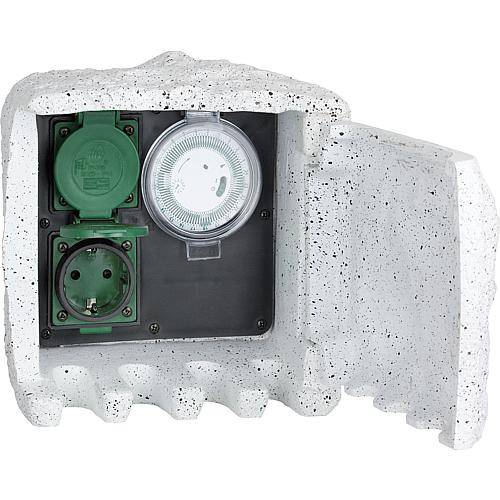 EGB Energie-Stein mit 2 Steckdosen IP44 538150 mit Zeitschaltuhr