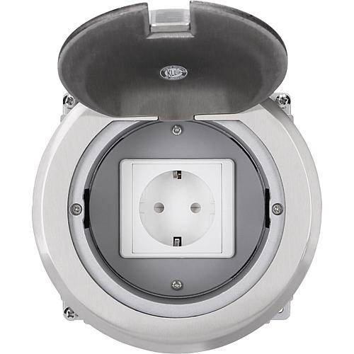 KLEIN Boden-Wanddose IP20 KBD45R101/266 Edelstahl, D=140mm (1xSchuko)