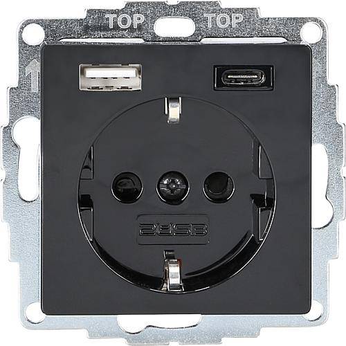 Schuko-Steckdose 2USB inCharge PRO 55 USB A/C schwarz