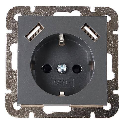 V55 Kombisteckdose + 2xUSB anthrazit K55EUCUSBL/81