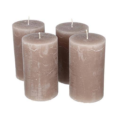 Stumpenkerze 120x70mm taupe 4er-Set