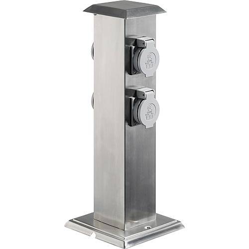 Energie-Säule edelstahl mit 4 Steckdosen 400166002