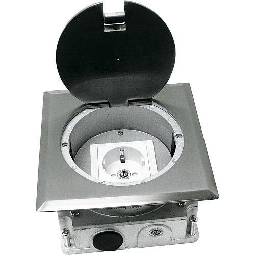 KLEIN Boden-Wanddose IP20 KBD45101/266 Edelstahl, 140x140 (1xSchuko)