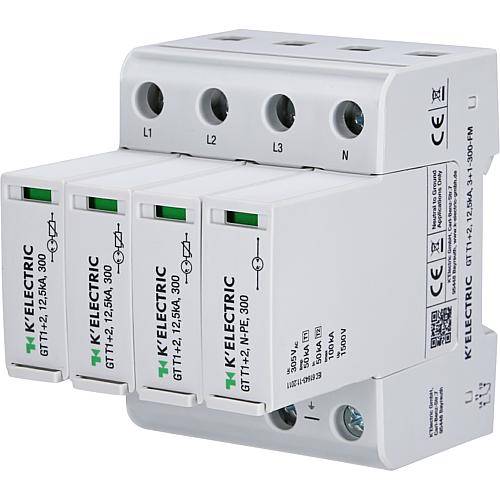 Kombi-Ableiter Typ 1+2 f. 3ph.TT- und TN-S-Systeme GT T1+2, 12,5kA, 3+1-300-FM