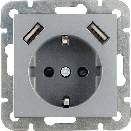 V55 Kombisteckdose + 2xUSB silber K55EUCUSBL/80