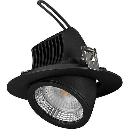 LED-Einbaustrahler Ra>90, 16W 3000K, schwarz 230V, Abstr.< 38°, DF-72001, 0180072001-s