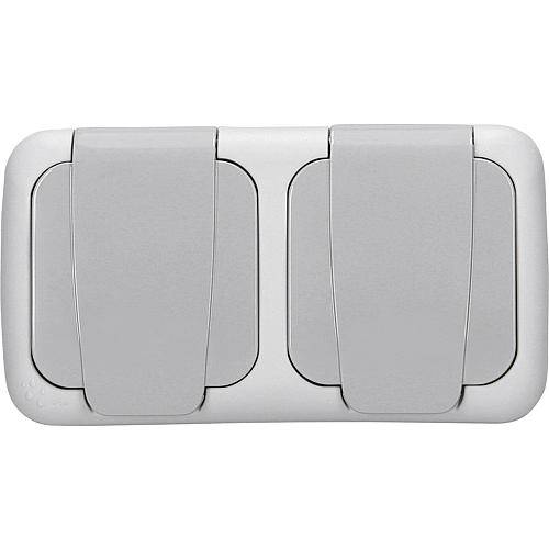 EGB Feuchtraum Steckdose 2-fach waagrecht grau 90555588 / 92551288