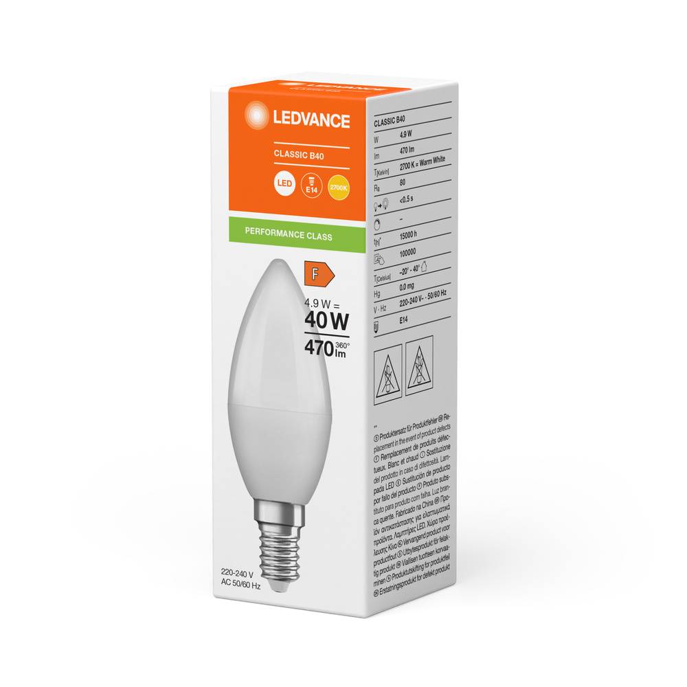 Ledvance Classic LED E14 Kerze Matt 4.9W 470lm - 827 Extra Warmweiß | Ersatz für 40W