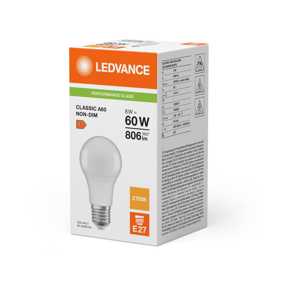 Ledvance LED-Leuchtmittel LED CLA60 827 FR E27 P