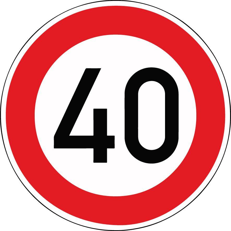 Verkehrszeichen 274-40 Ronde 600 mm, 40 km/h, RAL-Gütezeichen Folie RA2