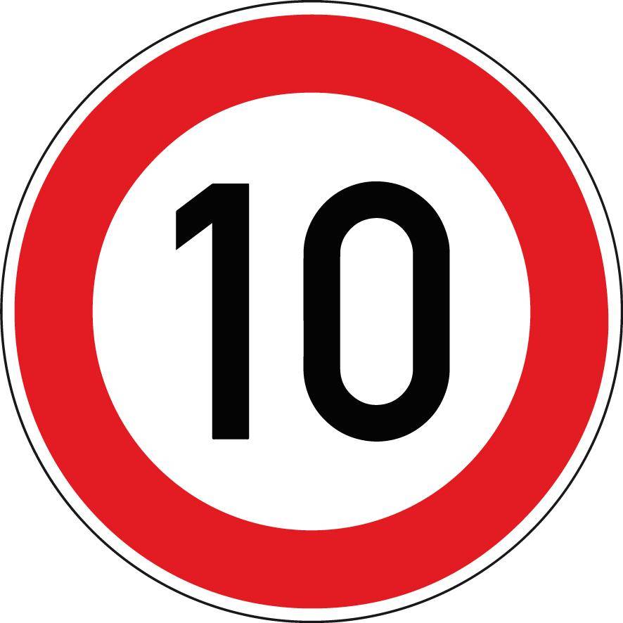 Verkehrszeichen 274-10 Ronde 600 mm, 10 km/h, RAL-Gütezeichen Folie RA2