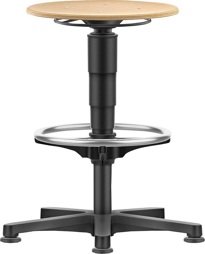 Drehhocker Bodengleiter u.Fußring Buche natur Sitz-H.560-830mm HO BIMOS