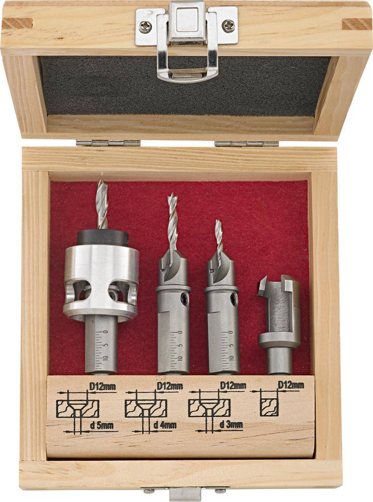 Terrassendielenbohrer Set5-tlg. FORTIS 3,4,5 mm + Zubehör