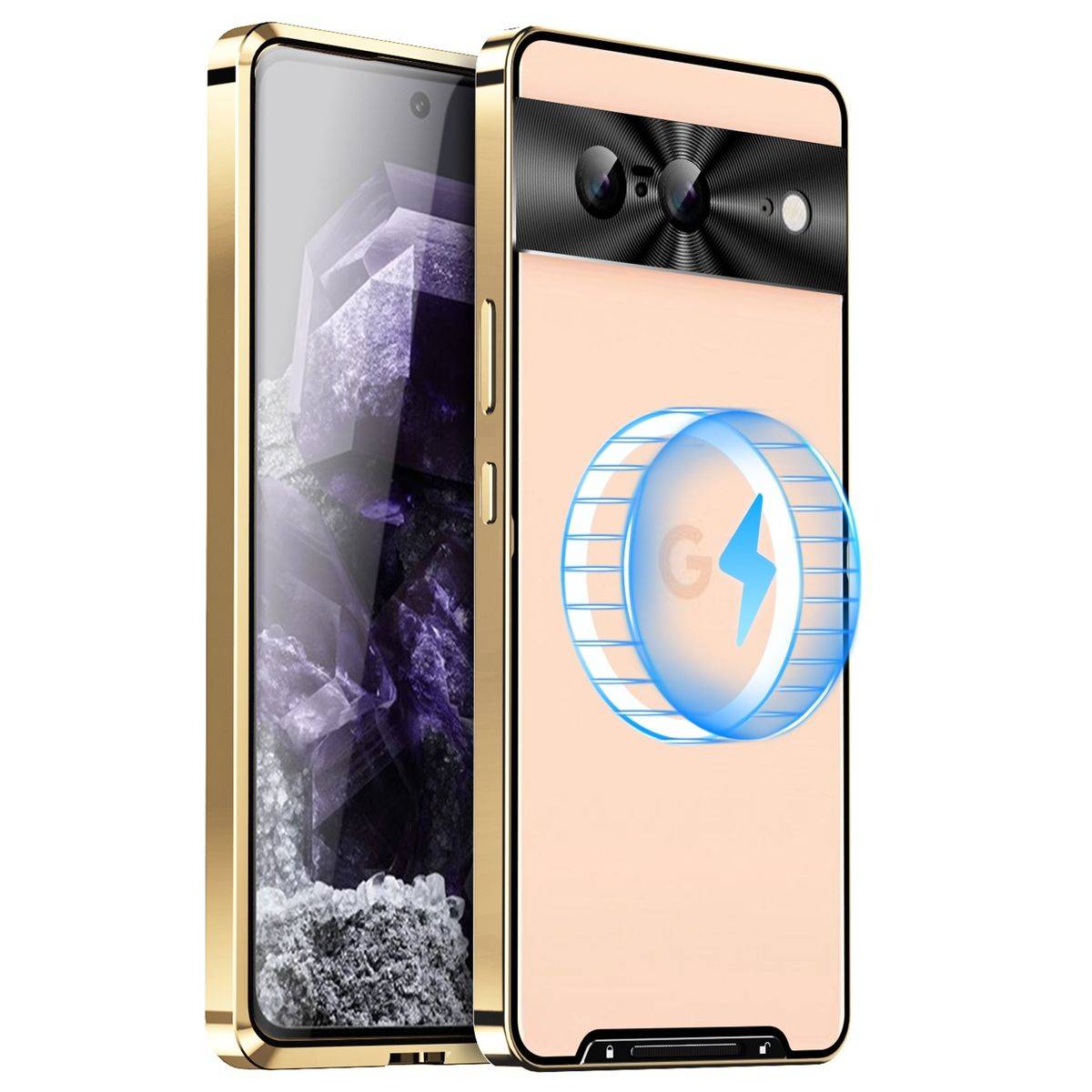 Für Google Pixel 8 MagSafe Magnetic Frosted Metal Hülle Cover Gold