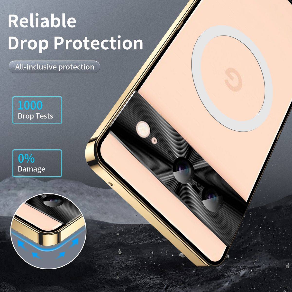 Für Google Pixel 8 MagSafe Magnetic Frosted Metal Hülle Cover Gold