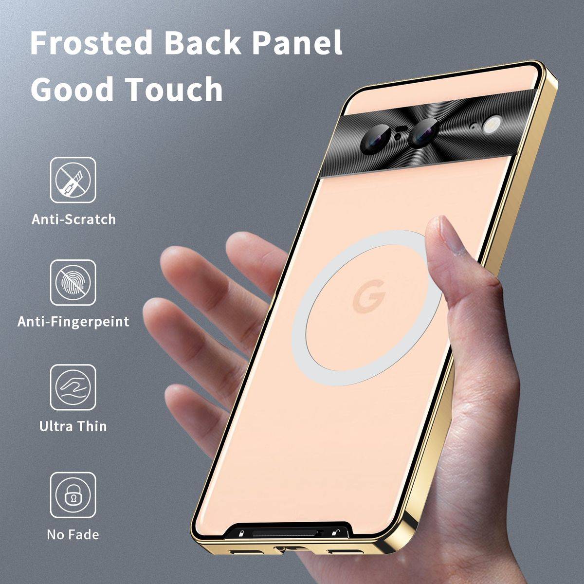 Für Google Pixel 8 MagSafe Magnetic Frosted Metal Hülle Cover Gold