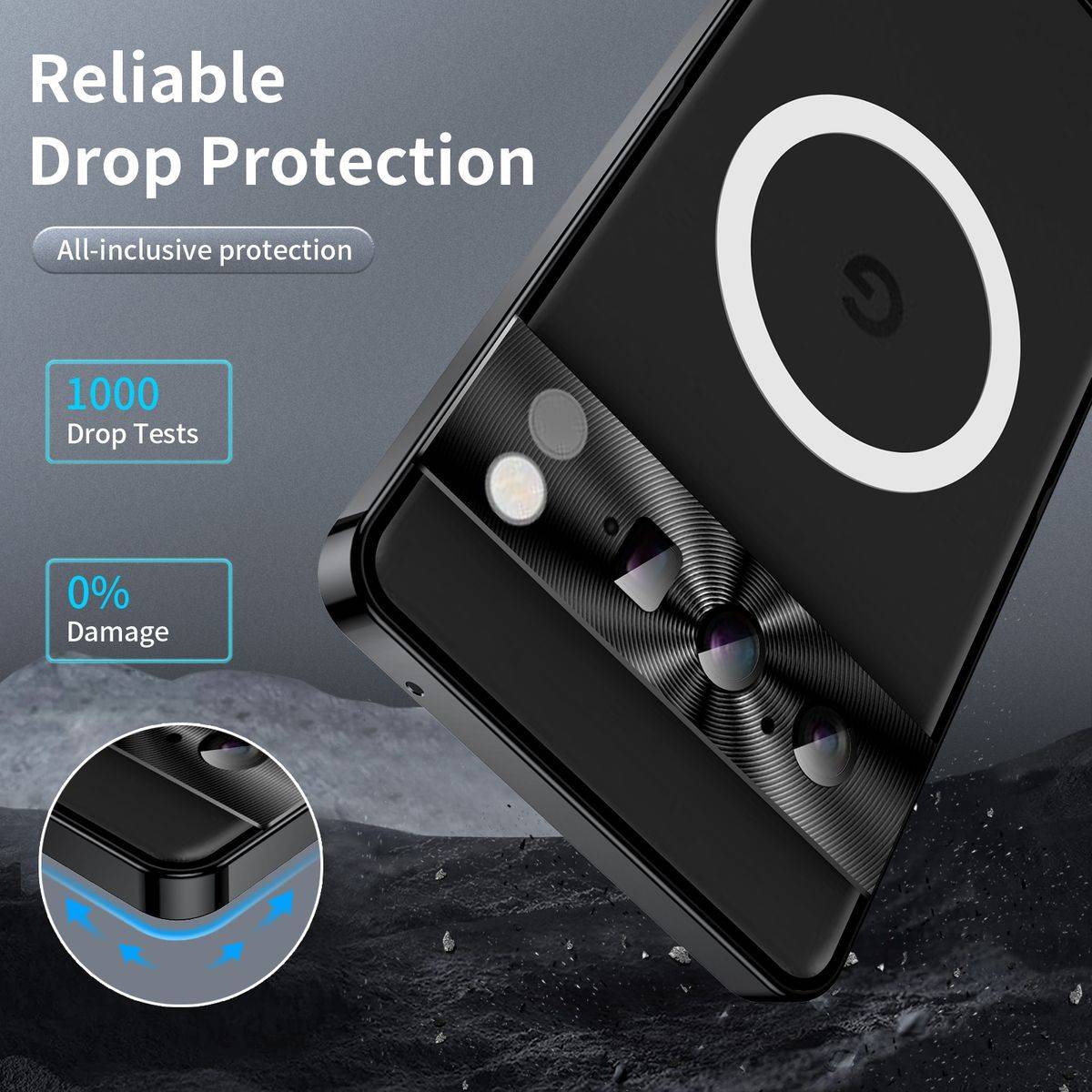Für Google Pixel 8 Pro MagSafe Magnetic Frosted Metal Hülle Schwarz