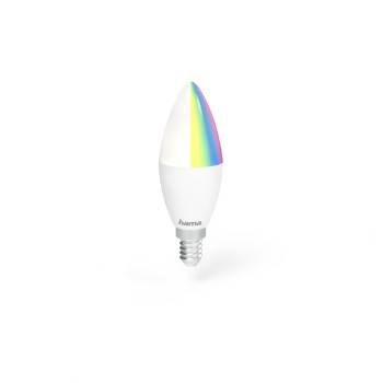 hama 00176599 WLAN-LED-Lampe, E14, 5,5W, RGBW, dimmbar, Kerze, für Sprach-/App-Steuerung