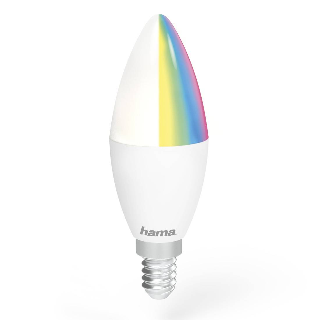 hama 00176599 WLAN-LED-Lampe, E14, 5,5W, RGBW, dimmbar, Kerze, für Sprach-/App-Steuerung