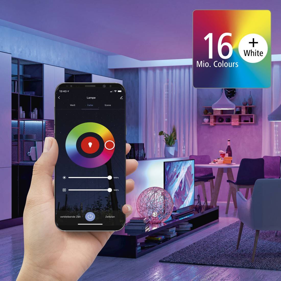hama 00176599 WLAN-LED-Lampe, E14, 5,5W, RGBW, dimmbar, Kerze, für Sprach-/App-Steuerung