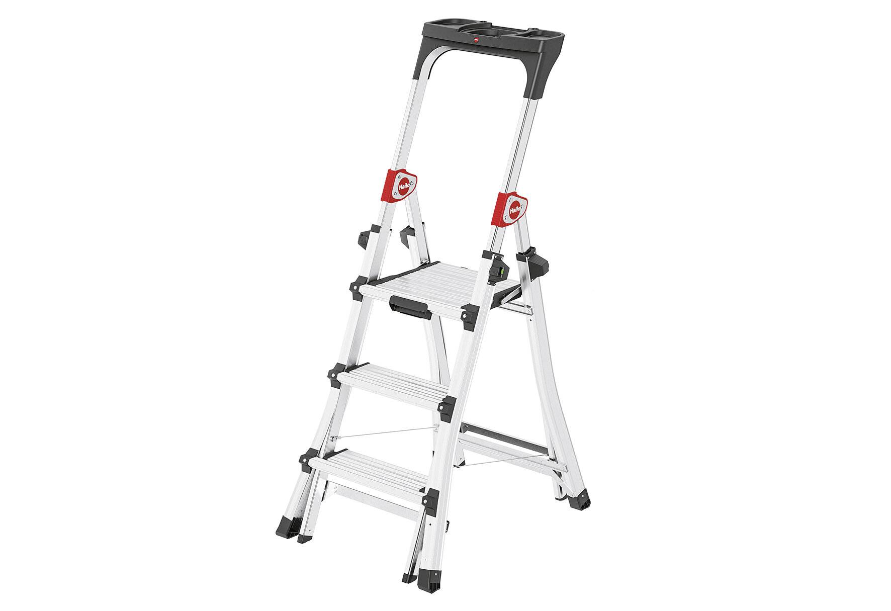 Stufenstehleiter D100TL Alu.Stufen 2x4-2x6 Gesamt-H.981-1430mm teleskopier.HAILO