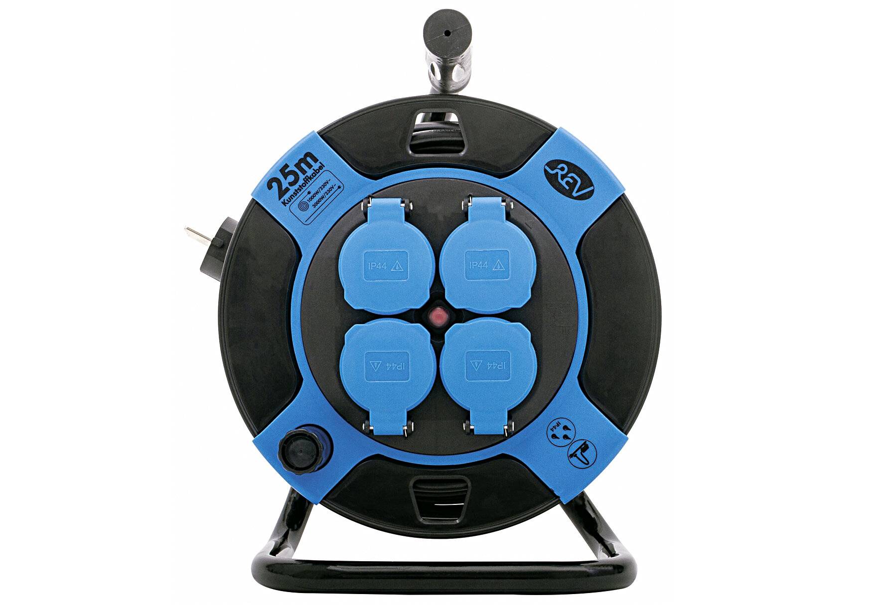 REV Kabeltrommel, IP44, Outdoor, 4 Schutzkontaktsteckdosen, 25m,