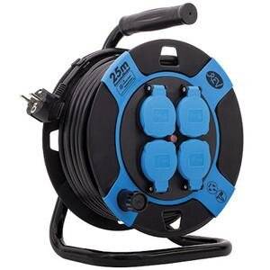 REV Kabeltrommel, IP44, Outdoor, 4 Schutzkontaktsteckdosen, 25m,