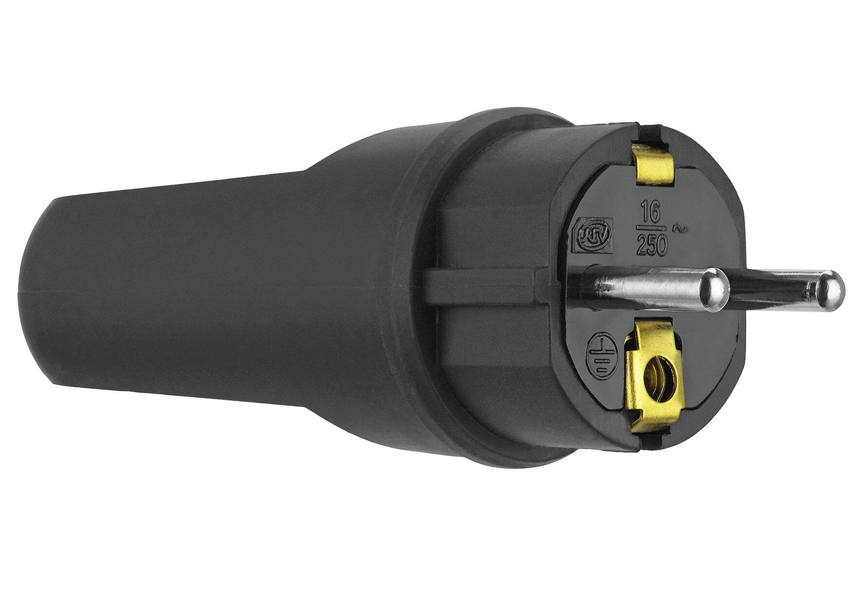 REV 0512090555 Schutzkontaktstecker Gummi 250V Schwarz IP44