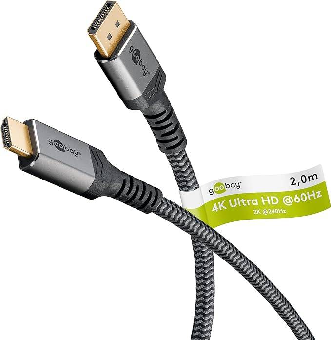 Goobay 65269, 2 m, DisplayPort, HDMI, Männlich, Männlich, Grau