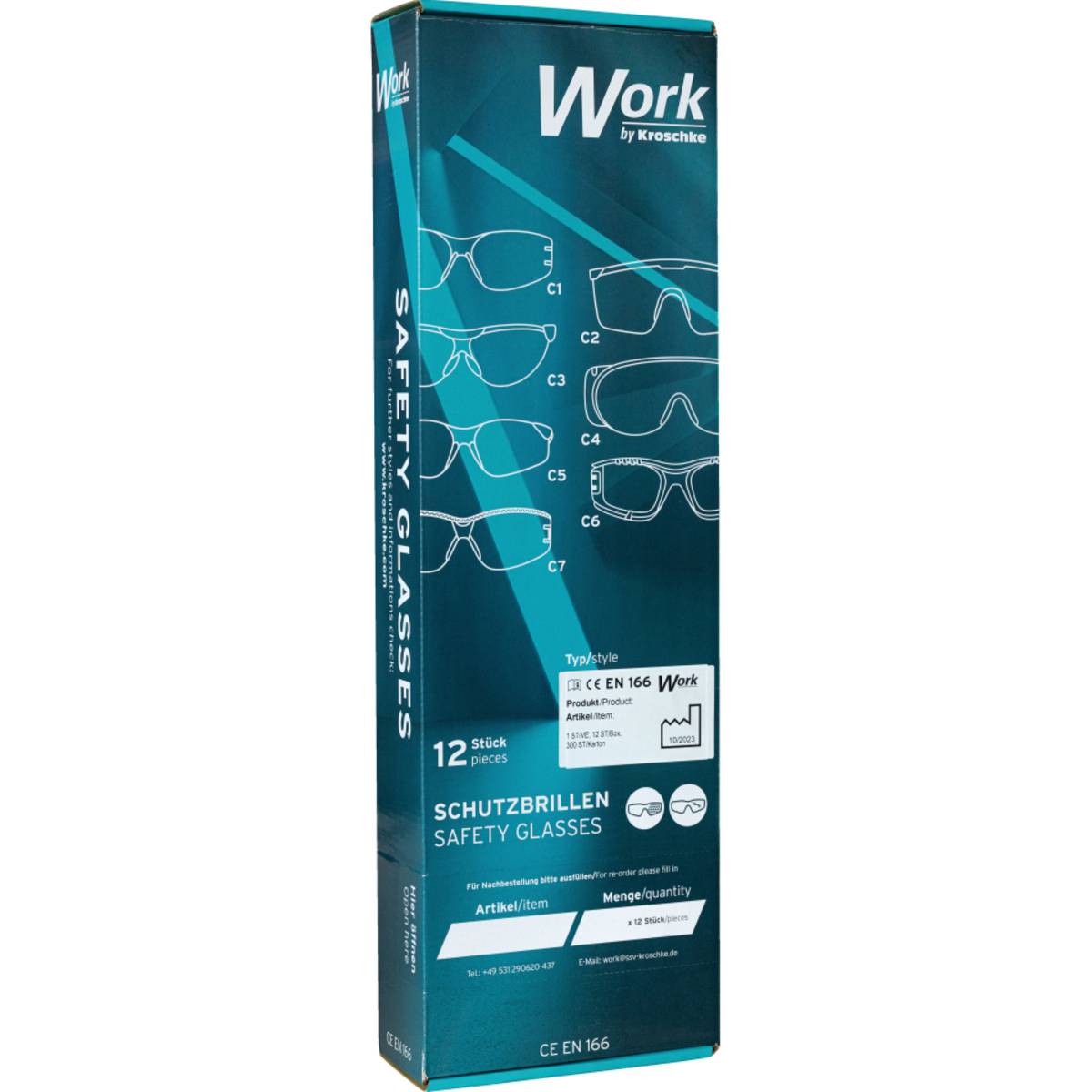 Work Schutzbrille C1 Basic, EN 166, Polycarbonat, farblos, kratzfest, 25g