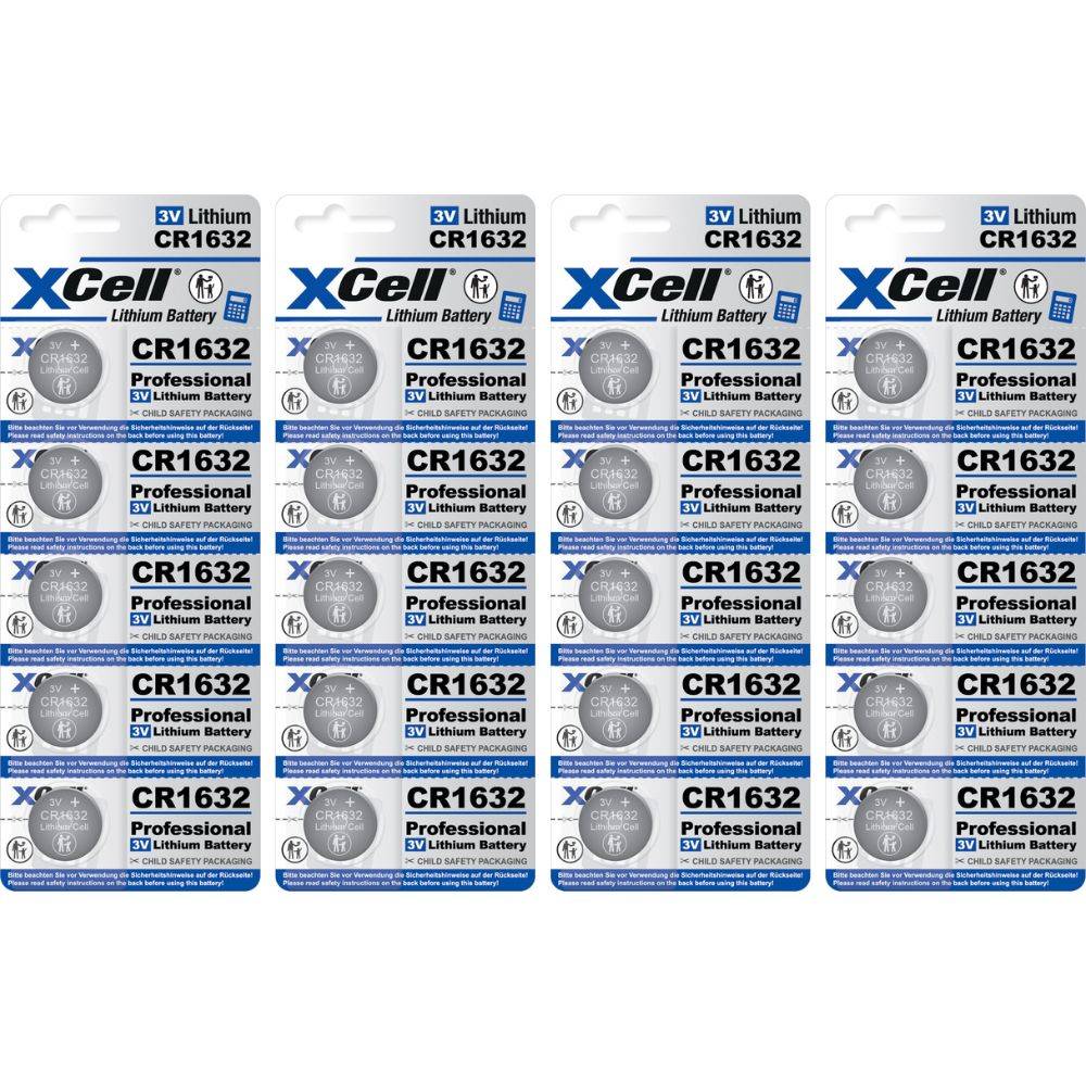 20x XCell Lithium-Knopfzelle CR1632 3V/130mAh (4x 5er-Blister)