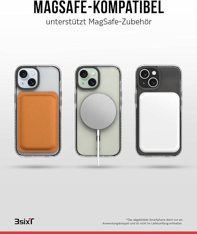 3sixT 65918 iPhone 15 Plus Hülle mit Displayschutz & Kameraschutz / Handyhülle Panzerglas stoßfest / Case 3er Set