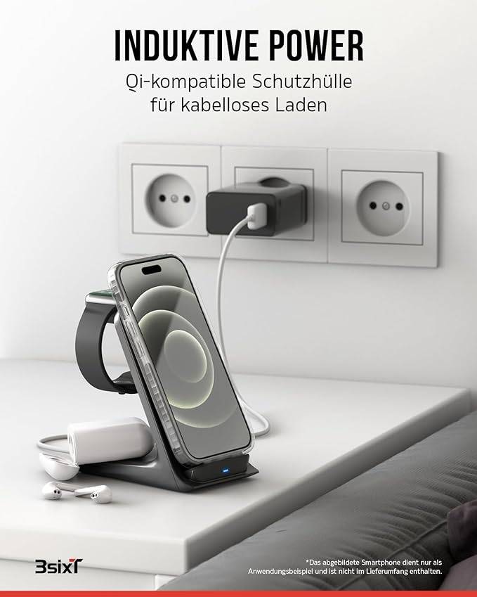 3sixT 65918 iPhone 15 Plus Hülle mit Displayschutz & Kameraschutz / Handyhülle Panzerglas stoßfest / Case 3er Set