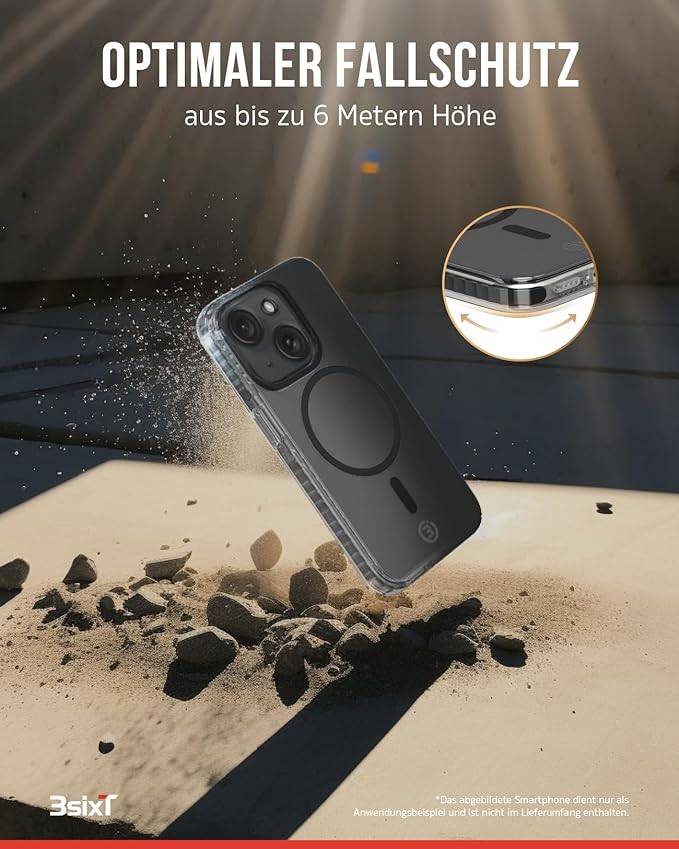 3sixT 65918 iPhone 15 Plus Hülle mit Displayschutz & Kameraschutz / Handyhülle Panzerglas stoßfest / Case 3er Set