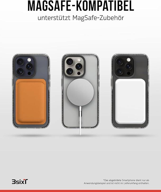 3sixT 65920 iPhone 15 Pro Max Hülle mit Displayschutz & Kameraschutz / Handyhülle Panzerglas stoßfest Case 3er Set