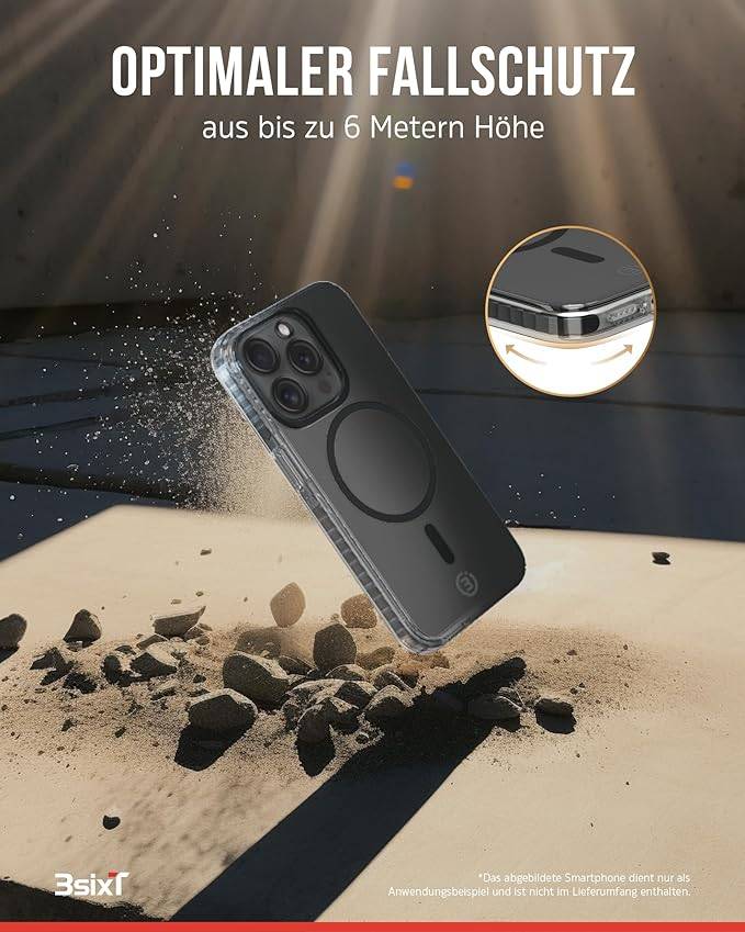 3sixT 65920 iPhone 15 Pro Max Hülle mit Displayschutz & Kameraschutz / Handyhülle Panzerglas stoßfest Case 3er Set
