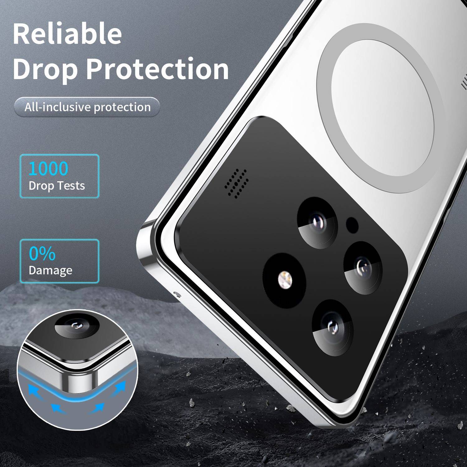 Für Xiaomi 14 MagSafe Magnetic Frosted Metal Hülle Cover Case Silber