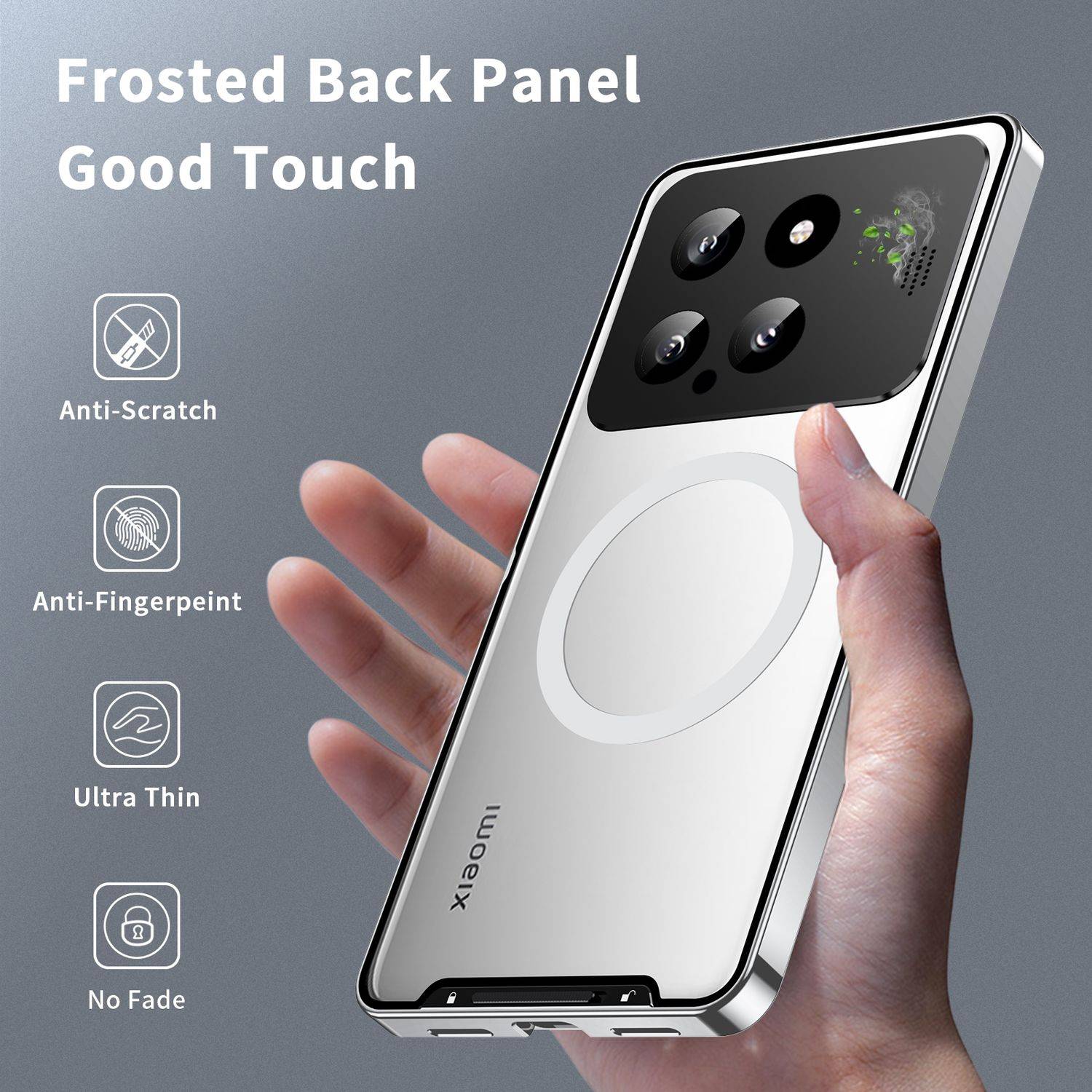 Für Xiaomi 14 MagSafe Magnetic Frosted Metal Hülle Cover Case Silber