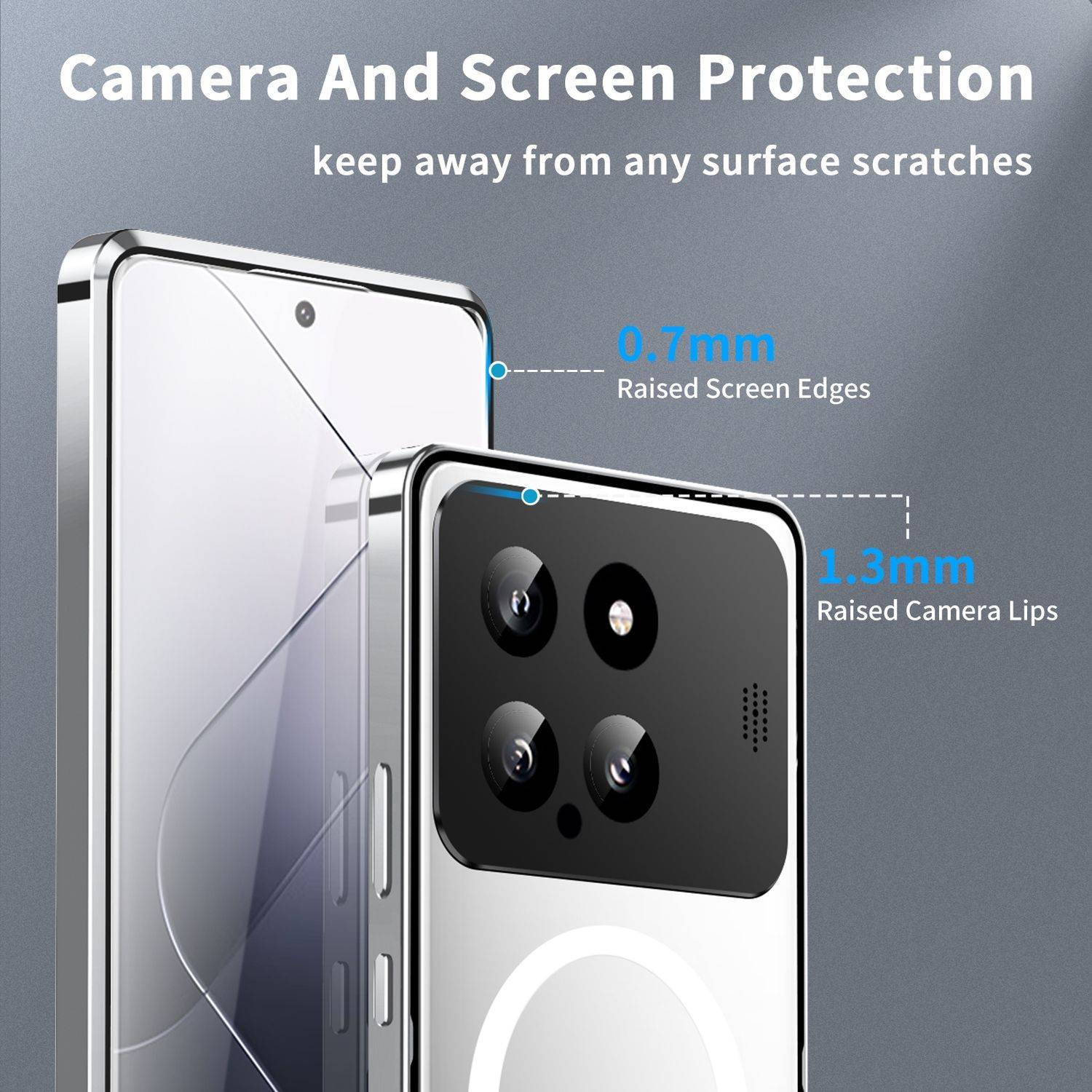 Für Xiaomi 14 MagSafe Magnetic Frosted Metal Hülle Cover Case Silber