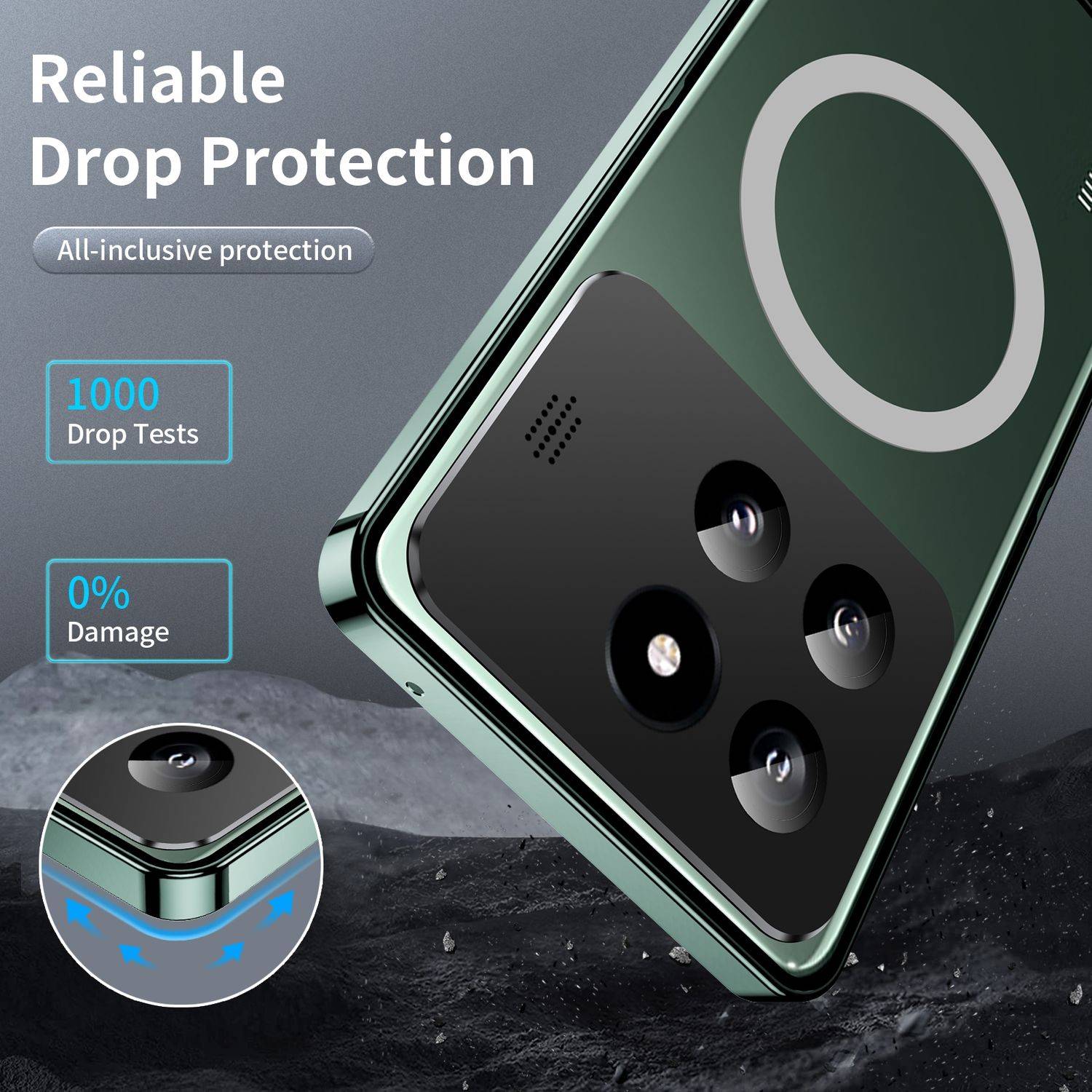 Für Xiaomi 14 Pro MagSafe Magnetic Frosted Metal Hülle Cover Case Grün