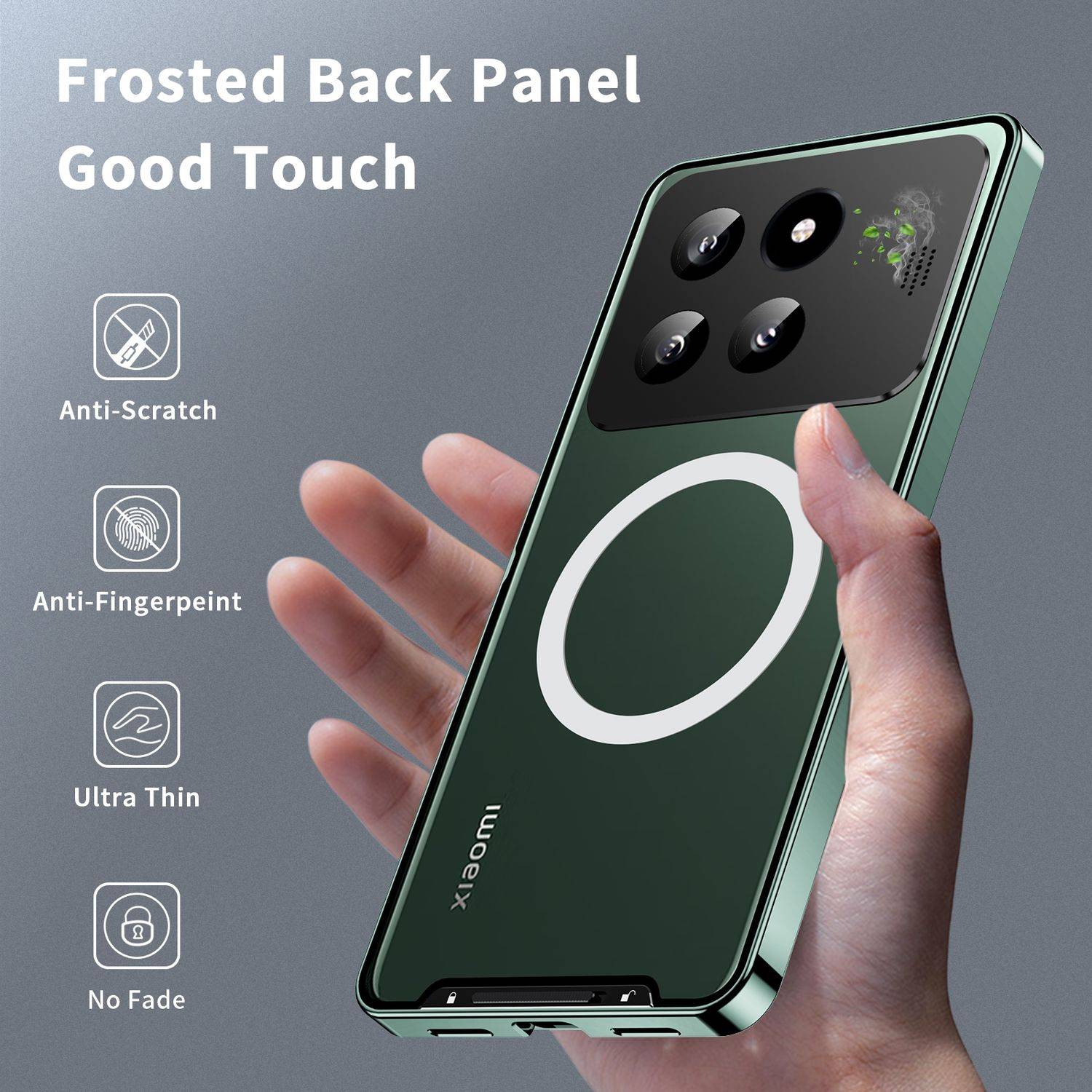 Für Xiaomi 14 Pro MagSafe Magnetic Frosted Metal Hülle Cover Case Grün