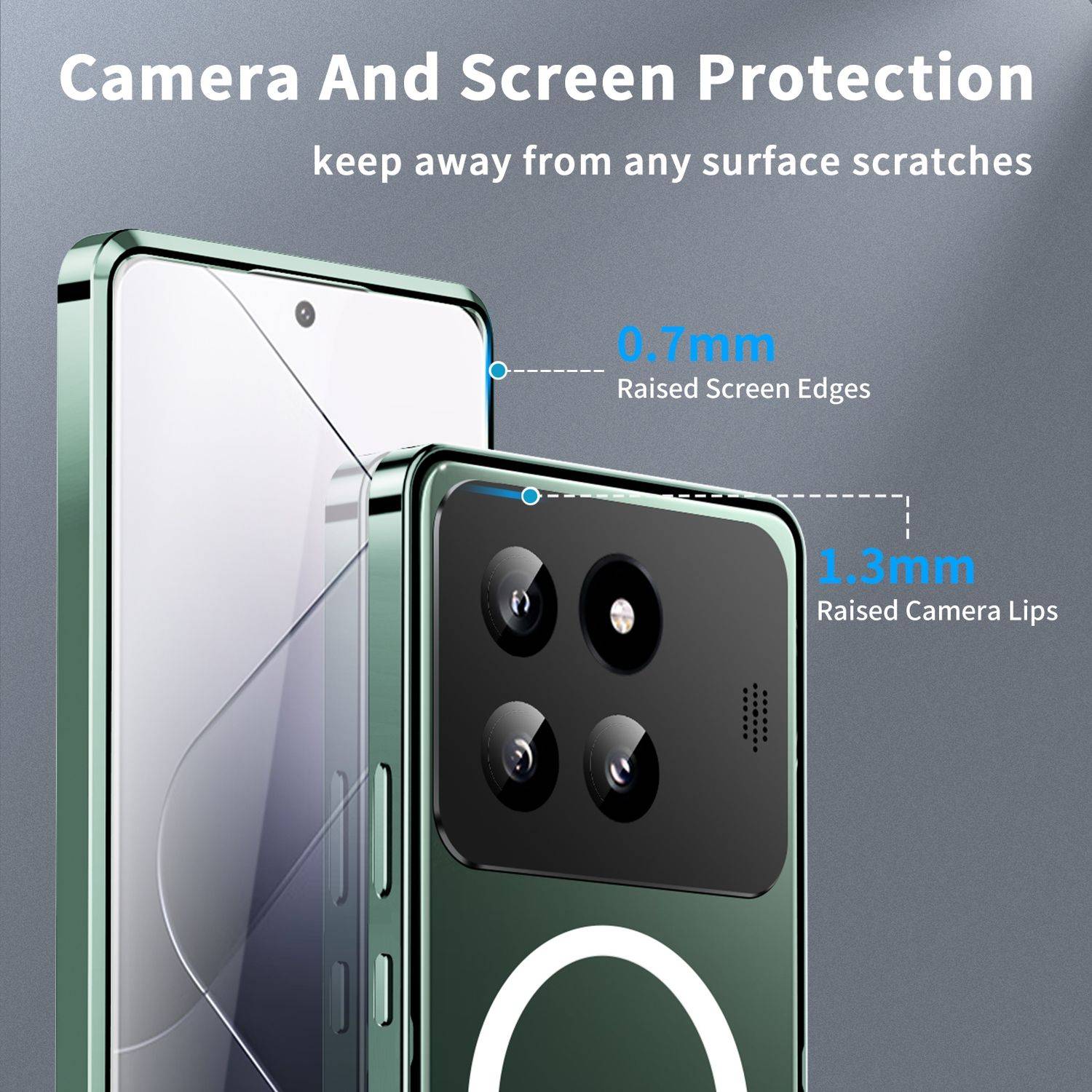 Für Xiaomi 14 Pro MagSafe Magnetic Frosted Metal Hülle Cover Case Grün
