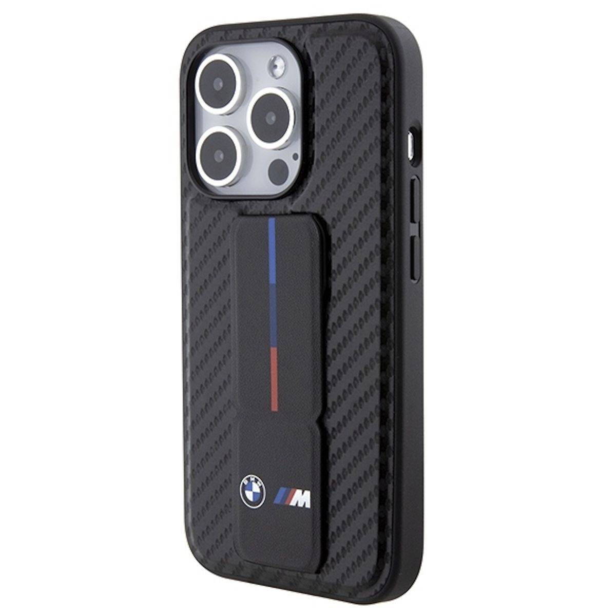 BMW Apple iPhone 15 Pro Carbon Hardcase Schutzhülle mit Stand Schwarz