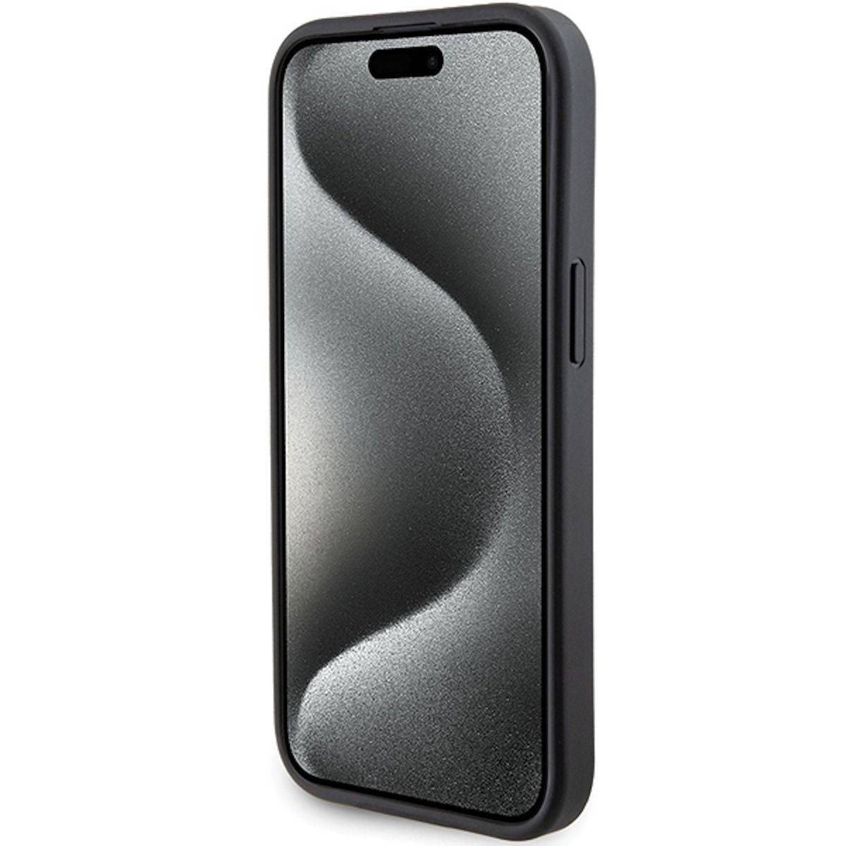 BMW Apple iPhone 15 Carbon Hardcase Schutzhülle mit Stand Case Schwarz