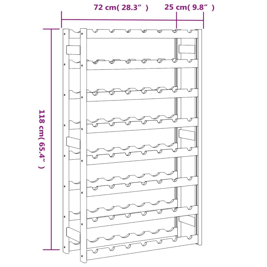vidaXL Weinregal für 56 Flaschen Grau Massivholz Kiefer
